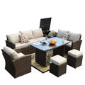 Claustro 7 Piece Outdoor PE Rattan Wicker Patio Sofa Set with Wide Cabinet, Brown CL2566968